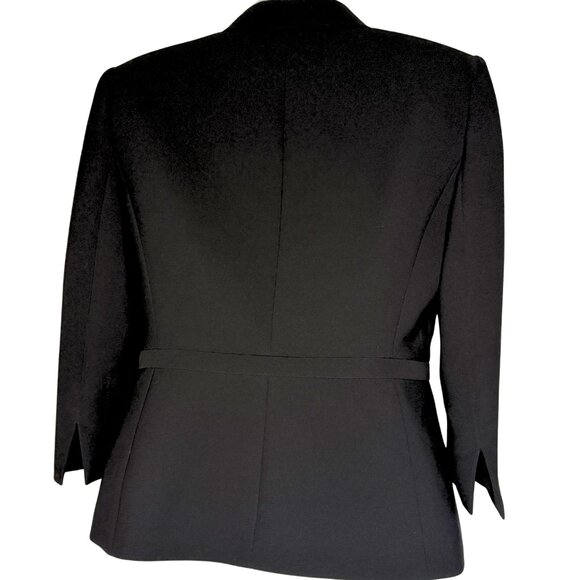 Kasper Black Tailored Blazer, Belted Waist Trim With Buckles, 4 Button, Sz: 2P - Picture 3 of 10
